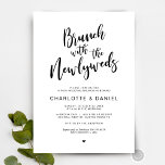 Post bruiloft, Brunch met de pasgetrouwden, Zwart Kaart<br><div class="desc">Een brunchviering met de pasgetrouwden aan het plannen de dag na de bruiloft? Nodig gasten uit met deze "Brunch with the newlyweds",  een modern kalligrafie-thema Post Wedding Brunch Invitation Kaart. Voeg uw brunchdetails toe in bijpassend zwart lettertype / letters. #TeeshaDerrick</div>