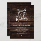 Post bruiloft, Brunch na bruiloft, Rustisch hout Kaart (Voorkant / Achterkant)