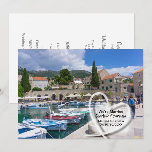Post Bruiloft Receptie Party Getrouwd in Kroatië Kaart (Voorkant / Achterkant)