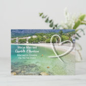 Post Bruiloft Receptie Party Getrouwd in Kroatië Kaart (Staand voorkant)