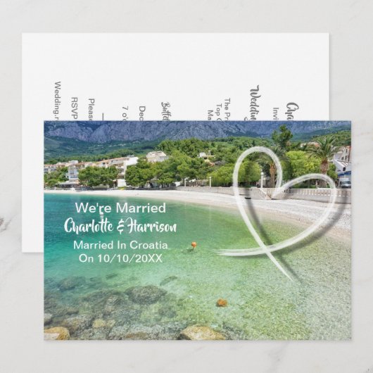 Post Bruiloft Receptie Party Getrouwd in Kroatië Kaart (Voorkant / Achterkant)