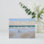 Post Card ~ Beach Dog Walk Briefkaart (Staand voorkant)