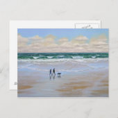 Post Card ~ Beach Dog Walk Briefkaart (Voorkant / Achterkant)