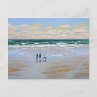 Post Card ~ Beach Dog Walk Briefkaart