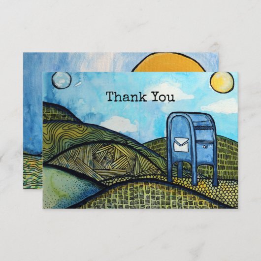 Post Carrier Drop Box Postal Service Art Bedankkaart (Voorkant / Achterkant)