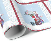 Post Carrier Elf Holiday Wrapping Paper Cadeaupapier (Rol Hoek)