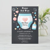 Post Dad Roze Blauwe Luier en Veeg Baby shower Kaart (Staand voorkant)