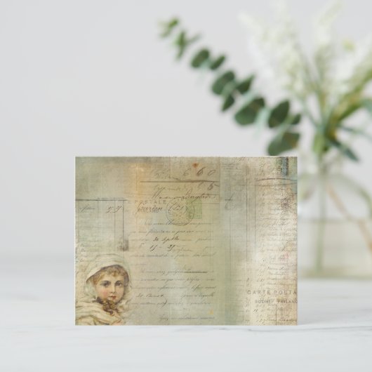  Post en Kleine Manuscript Collage van het Meisjes Briefkaart (Staand voorkant)