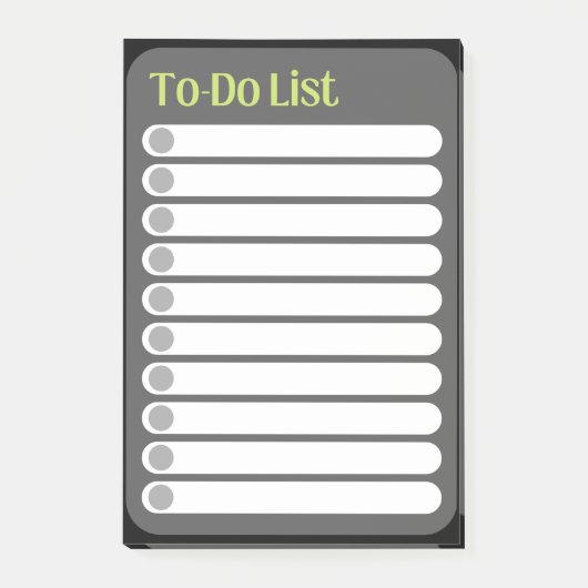 Post het nota's: aan-do lijst, Zwart, Grijs & Geel Post-it® Notes (Voorkant)