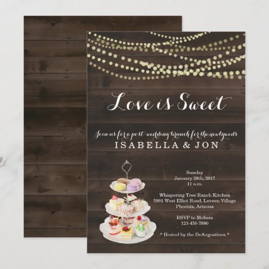 Post-huwelijks brunch ochtend na liefde is zoet kaart (Voorkant / Achterkant)