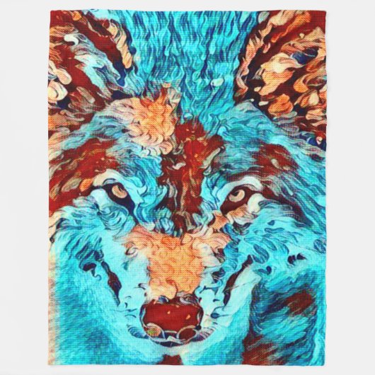 Post Impressionisme Wild Wolf Spirituele kunst Fleece Deken (Voorkant)