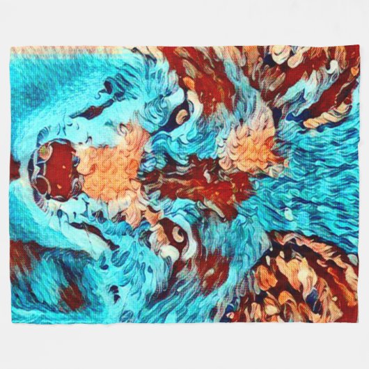 Post Impressionisme Wild Wolf Spirituele kunst Fleece Deken (Voorkant (Horizontaal))