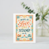 "Post is liefde met een postzegel erop" Briefkaart (Staand voorkant)