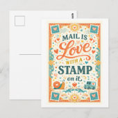 "Post is liefde met een postzegel erop" Briefkaart (Voorkant / Achterkant)