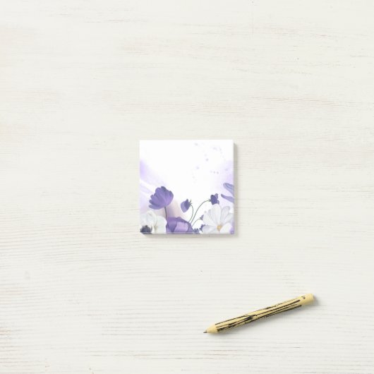 Post It Block - Purple Flower Theme Post-it® Notes (Op bureau)