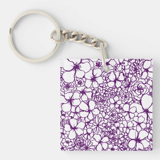 Post-it Bloemrijke Doodles Vierkante Sleutelhanger (Voorkant)