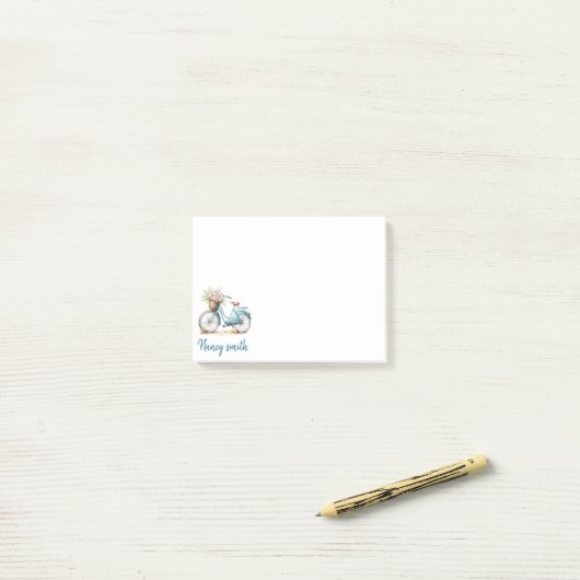 Post-it met antieke fiets post-it® notes (Op bureau)