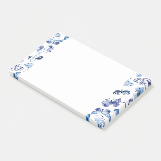 Post it Note Pad Shoping Blue Butterflies (Schuin)