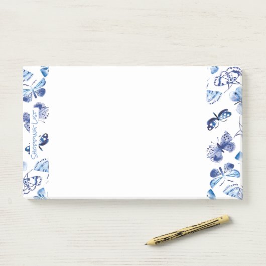 Post it Note Pad Shoping Blue Butterflies (Op bureau)