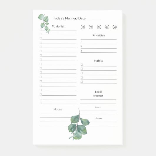 Post it Notes 4"x6" Dagelijkse Doelstellingen, Pla (Voorkant)