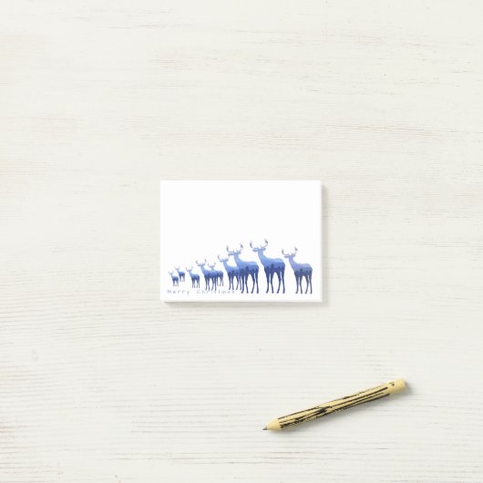 Post-it-Notes-Blue Deer Merry Kerstmis Post-it® Notes (Op bureau)