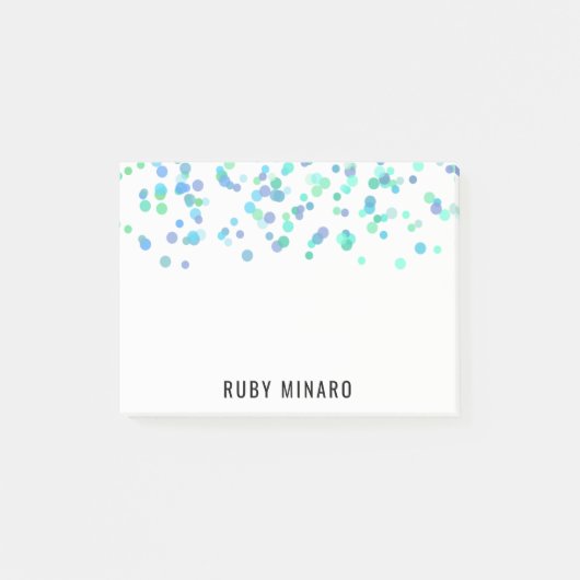 Post it Notes Blue Waterverf Confetti Fun Patroon (Voorkant)