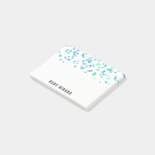 Post it Notes Blue Waterverf Confetti Fun Patroon (Schuin)