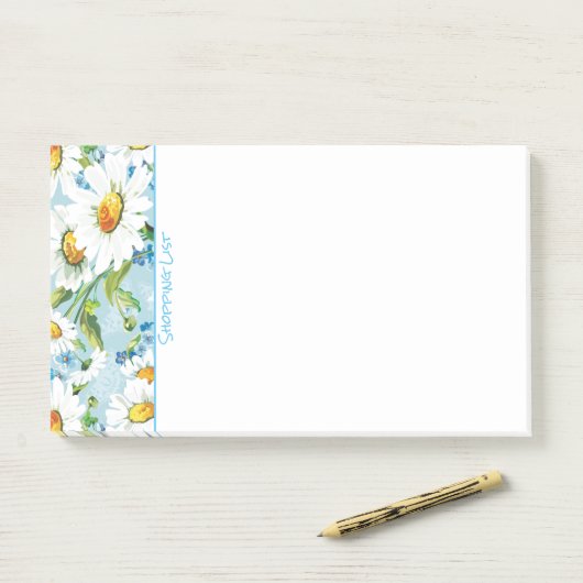 Post it notes boodschappenlijst madeliefjes (Op bureau)