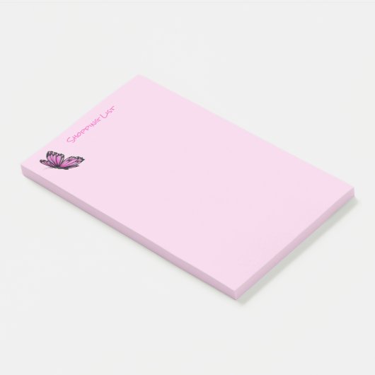 Post It Notes boodschappenlijst Roze Vlinder (Schuin)