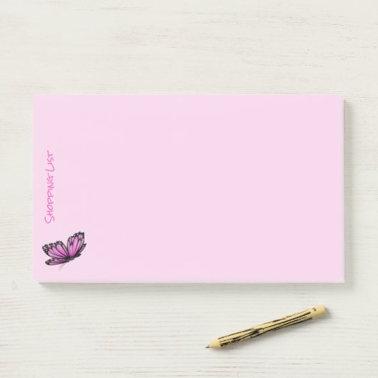 Post It Notes boodschappenlijst Roze Vlinder (Op bureau)