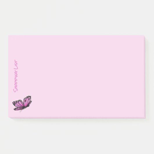 Post It Notes boodschappenlijst Roze Vlinder (Voorkant)
