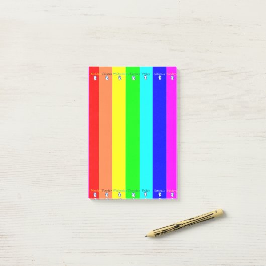 Post-it Notes Dagen van de Week Streep Pinguïn (Op bureau)