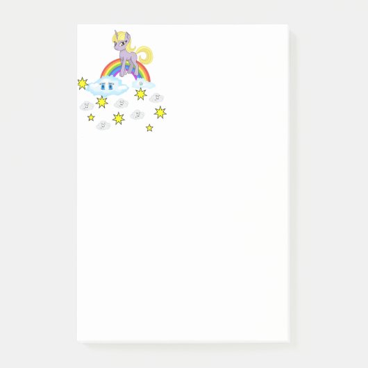 Post-it Notes Eenhoorn Regenboog Wolken Sterren (Voorkant)