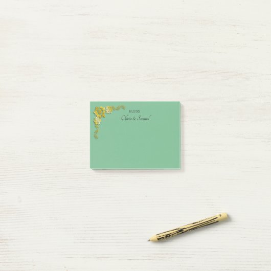 Post-It Notes Emerald Green & Gold (Op bureau)