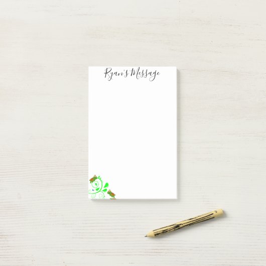 Post-it Notes Groene Schildpadden Bloemen (Op bureau)