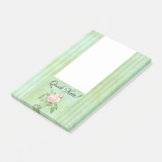 Post-it Notes Groene Streep Bloem Roze Roos (Schuin)