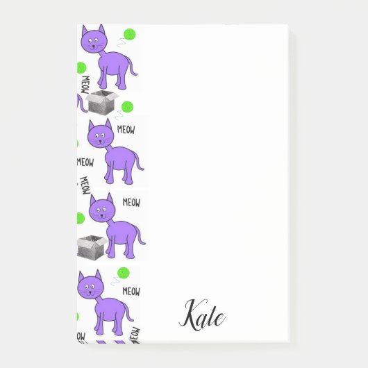 Post-it Notes Kitten Paarse Kat Miauw (Voorkant)