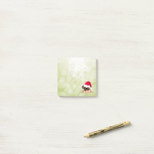 Post-it® notes met kerstpug Dog (Op bureau)