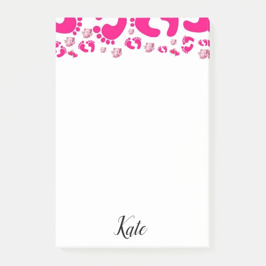 Post-it Notes Roze Babyvoetjes Meisje Olifant (Voorkant)