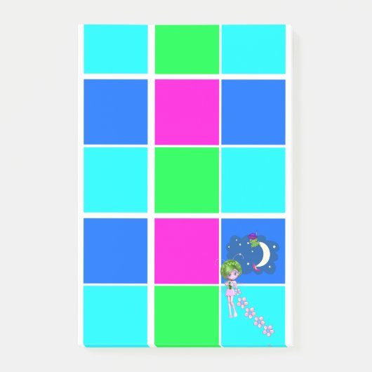 Post-it Notes Roze Blauwe Vierkanten (Voorkant)