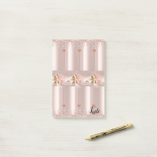 Post-it Notes Roze Rose Glitter Drip (Op bureau)