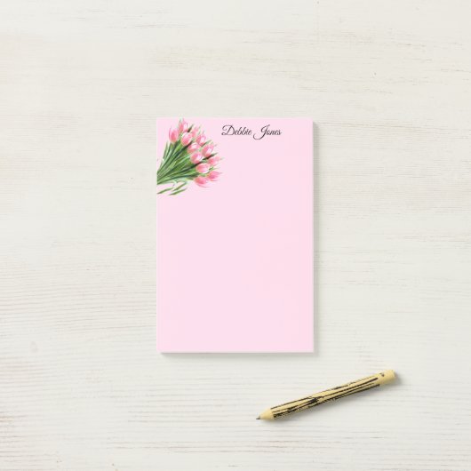 Post-it-Notes-roze Tulpen Post-it® Notes (Op bureau)