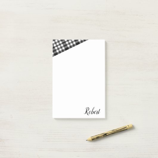 Post-it Notes Wit en Zwart Geruit (Op bureau)