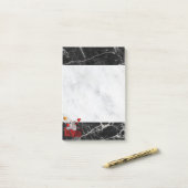 Post-it Notes Wit & Zwarte Marmeren Teddybeer (Op bureau)