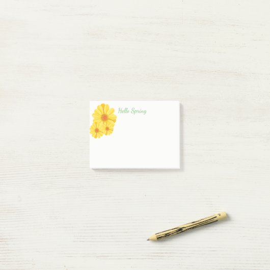 Post-it-Notes-Yellow Flowers Post-it® Notes (Op bureau)