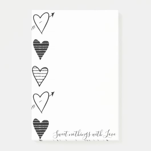 Post-it Notes Zwarte Harten Zoete Niets met Liefde (Voorkant)