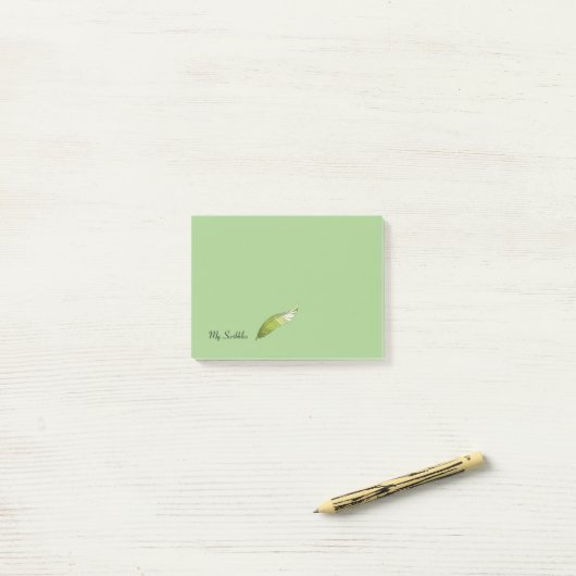 Post-it Notitieblok - Green Feather Pen Post-it® Notes (Op bureau)