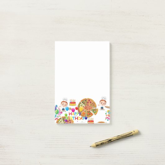 Post-it Notities Gefeliciteerd Verjaardag Pizza Post-it® Notes (Op bureau)