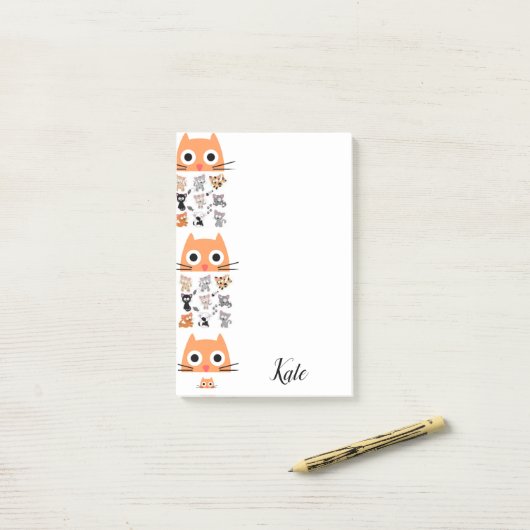 Post-it Notities Kitten Whimsical Kat Post-it® Notes (Op bureau)