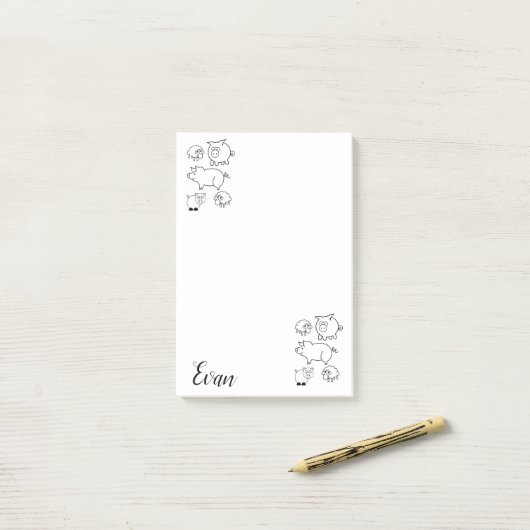 Post-it Notities Kleurvarkens en lammeren Post-it® Notes (Op bureau)